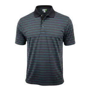 Links Edition Golf Polo Mens XL Gray Blue Striped Performance Shirt